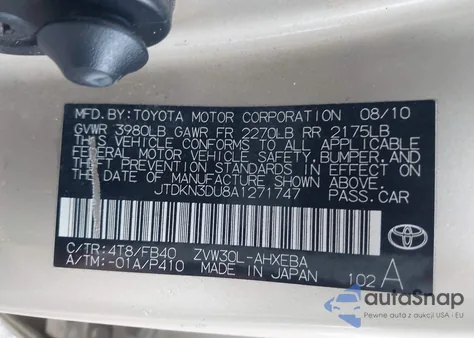2010 Toyota Prius Ii from USA, damaged, VIN JTDKN3DU8A1271747